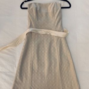 🌹VINTAGE WHBM Champagne Brocade Strapless Dress